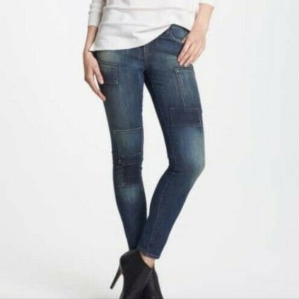 Kut from the Kloth skinny jeans with patch accents - Picture 1 of 9